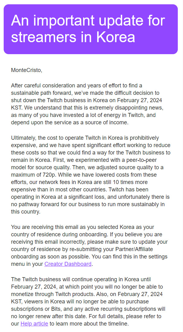 网费太高迫使Twitch将于明年2月完全退出韩国市场